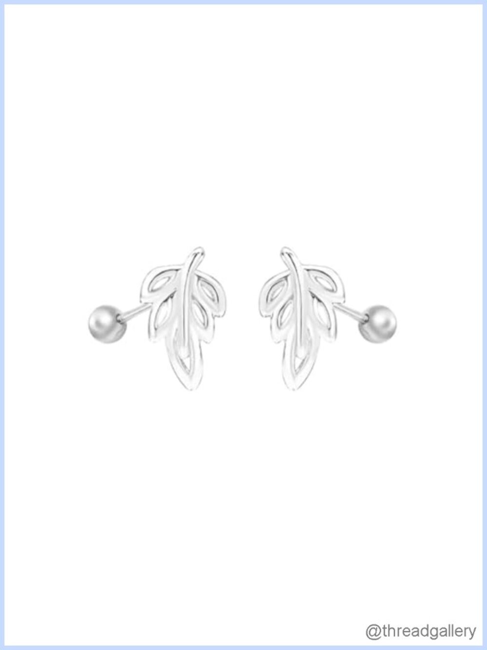 Tiny Leaf Cartilage Helix Stud Earrings 925 Sterling Silver Screw Ball Back 20G